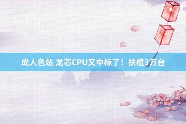 成人色站 龙芯CPU又中标了！扶植3万台