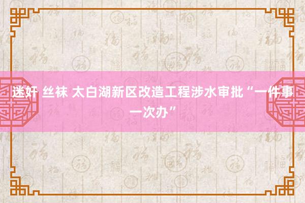 迷奸 丝袜 太白湖新区改造工程涉水审批“一件事一次办”