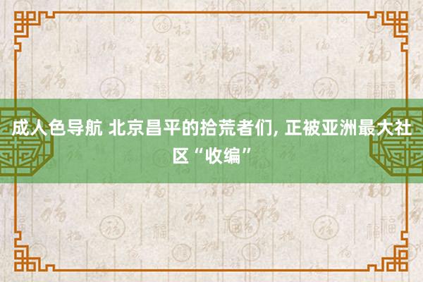 成人色导航 北京昌平的拾荒者们， 正被亚洲最大社区“收编”